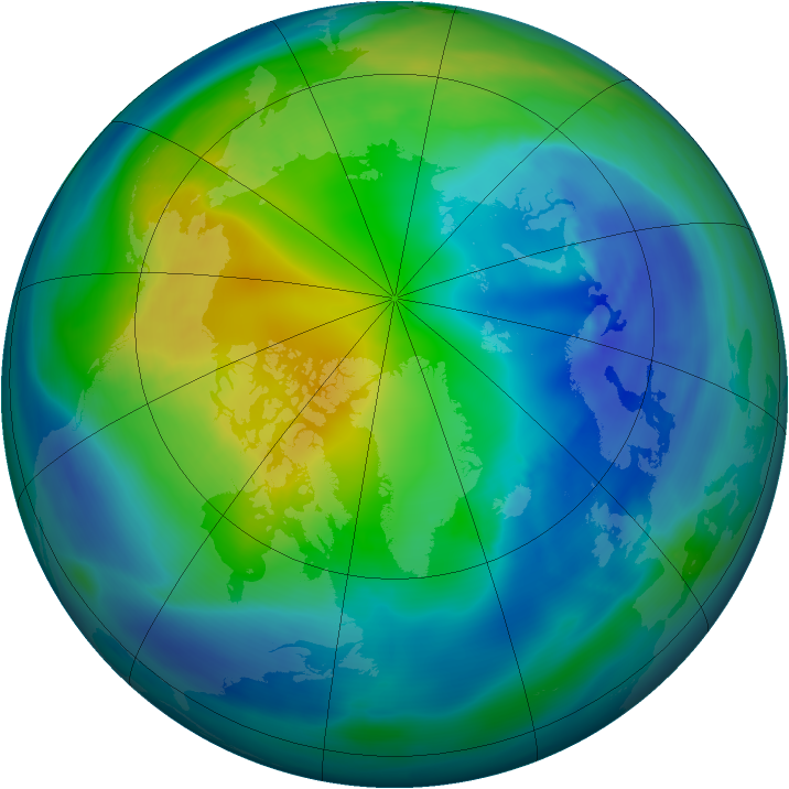 Arctic ozone map for 02 November 2004